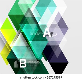 Transparent triangle tiles banner. Vector template background for workflow layout, diagram, number options or web design