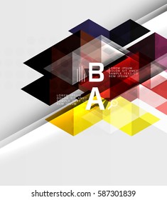 Transparent triangle tiles banner. Vector template background for workflow layout, diagram, number options or web design