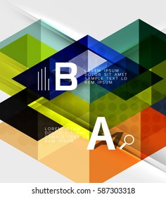 Transparent triangle tiles banner. Vector template background for workflow layout, diagram, number options or web design