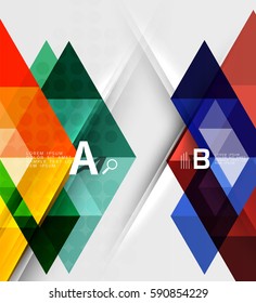 Banner de azulejos triangulares transparentes. Fondo de plantilla de vector para diseño de flujo de trabajo, diagrama, opciones de número o diseño web