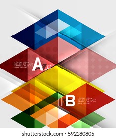 Transparent triangle tiles banner. Vector template background for workflow layout, diagram, number options or web design