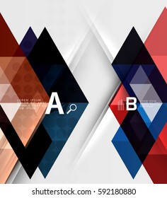 Transparent triangle tiles banner. Vector template background for workflow layout, diagram, number options or web design