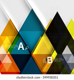 Transparent triangle tiles banner. Vector template background for workflow layout, diagram, number options or web design