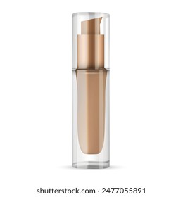 A transparent tube for foundation cream on a white background. Vector illustration