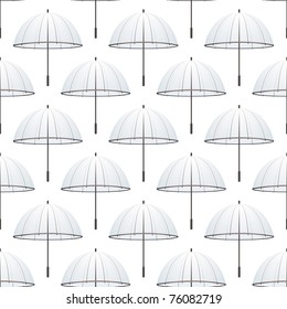 Transparent umbrella collection on a seamless tiled background