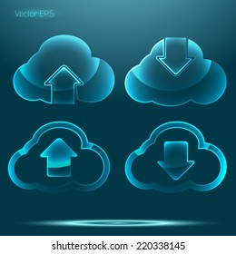 Transparent upload and download from cloud icon