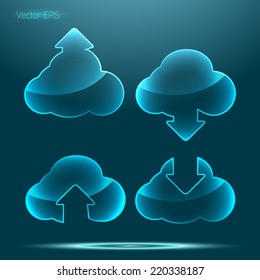 Transparent upload and download from cloud icon