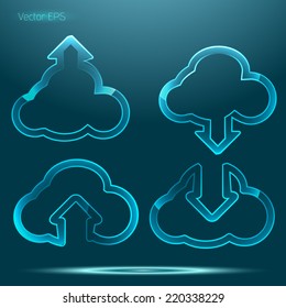 Transparent upload and download from cloud icon