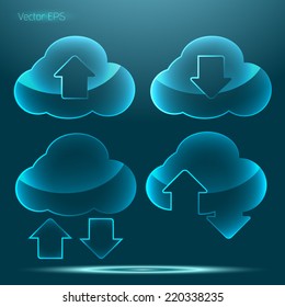 Transparent upload and download from cloud icon