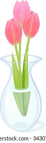 transparent vase with tulips