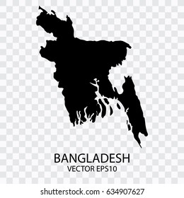 Transparent - Vector black map of Bangladesh, Vector illustration eps 10.