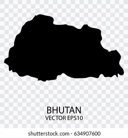 Transparent - Vector black map of Bhutan, Vector illustration eps 10.