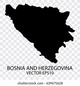 Transparent - Vector black map of Bosnia and herzegovina,Vector illustration eps 10.