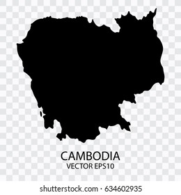 Transparent - Vector black map of Cambodia, Vector illustration eps 10.