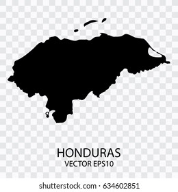 Transparent - Vector black map of Honduras, Vector illustration eps 10.