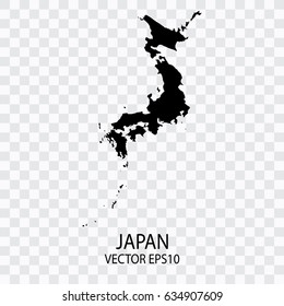 Transparent - Vector black map of Japan, Vector illustration eps 10.