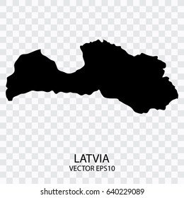 Transparent - Vector black map of Latvia,Vector illustration eps 10.