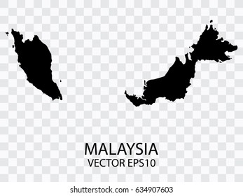 Transparent - Vector black map of Malaysia, Vector illustration eps 10.