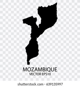 transparent - Vector black map of Mozambique,Vector illustration eps 10.