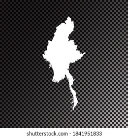 Transparent vector black map of Myanmar