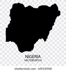 transparent - Vector black map of Nigeria,Vector illustration eps 10.