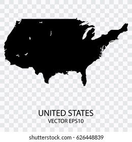 Transparent - Vector black map of United states,Vector illustration eps 10.