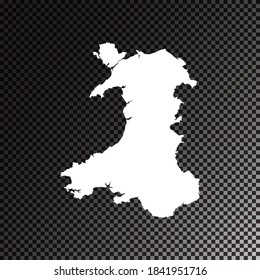 Transparent vector black map of Wales