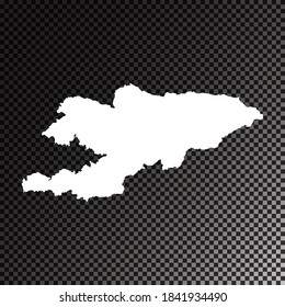 Transparent vector black and white map of Kyrgyzstan