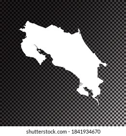 Transparent vector black and white  map of Costa Rica