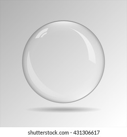 Transparent vector bubble. White glass. Modern and elegant pearl.