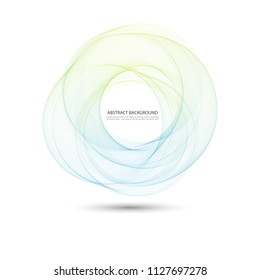 Transparent vector circle.Blue and green lines in the shape of an ellipse.