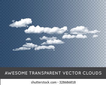 Transparent Vector Clouds Can Be Used With Any Background