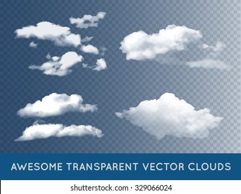 Transparent Vector Clouds Set Collection can be used with any background