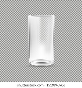 Transparent vector empty glass cup on light background
