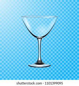 Transparent vector glass. Glass goblet for martini cocktails vector illustration EPS10.