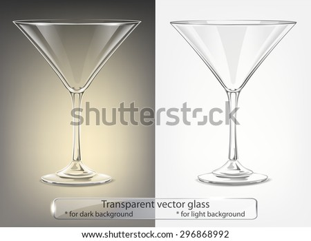 Transparent vector glass goblets for dark and light background