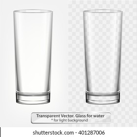 Transparent vector glass for water on light background