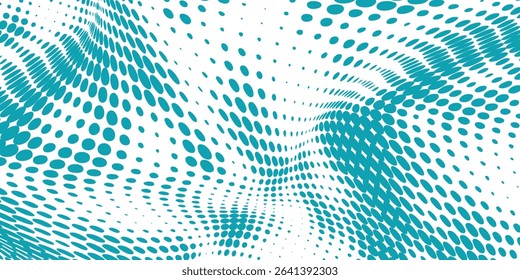 Transparent Vector Gradient Blue Color Halftone Background Staggered dots modern blue