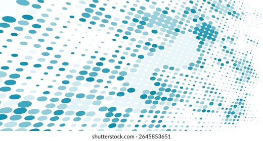 Vetor transparente Gradiente Cor azul Meio-tom Fundo Pontos escalonados Padrão artes pontilhadas modernas abstrato