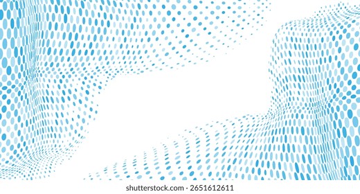 Vetor transparente Gradiente Cor azul Meio-tom Fundo Pontos escalonados Padrão moderno pontilhado
