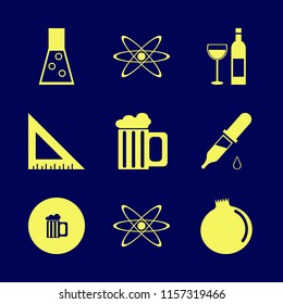 transparent vector icons set. with ruler, beer glass, bottle glass and garnet in set