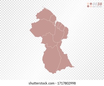 Transparent vector map of Guyana