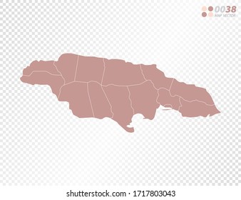 Transparent vector map of Jamaica