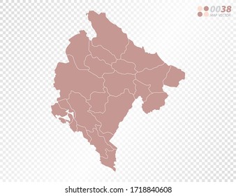Transparent vector map of Montenegro