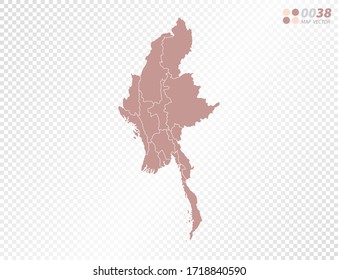 Transparent vector map of Myanmar