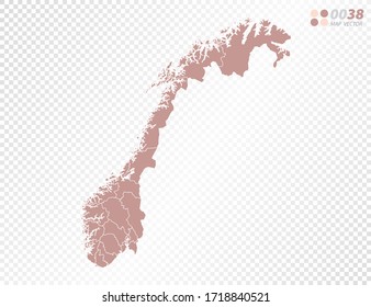 Transparent vector map of Norway