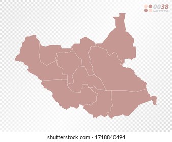 Transparent vector map of South Sudan