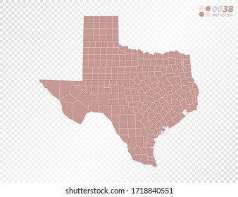 Transparent vector map of Texas