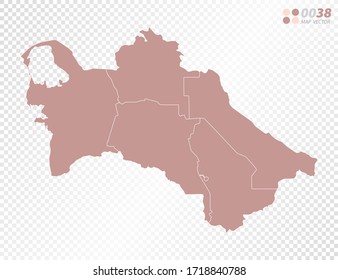 Mapa vector transparente de Turkmenistán