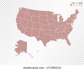 Transparent vector map of United States of America (USA)